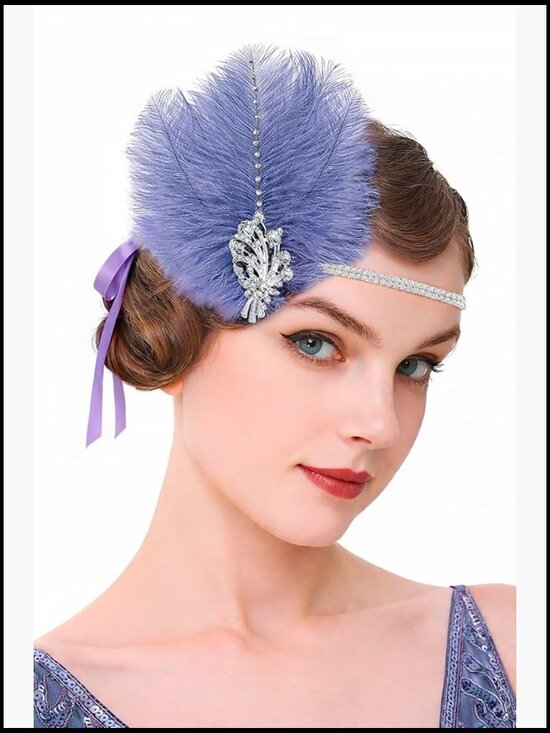 1920s Feather Headpiece Flapper Headband Great Gatsby Vintage Costume Accessory main image 4